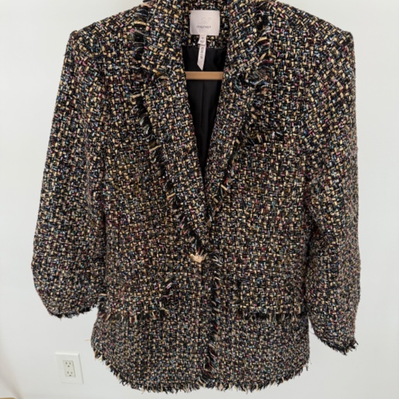 Cinq a Sept Khloe Tweed Blazer Multi Colored Heart Buttons Size 6 - Picture 7 of 15